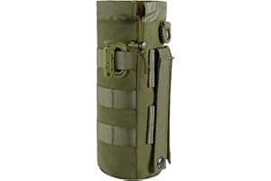 FRTKK Tactical MOLLE Water Bottle Pouch with Drawstring Open Top & Mesh Bottom, Military Water Bottle Holder Bag Sports Travel Hydration Carrier