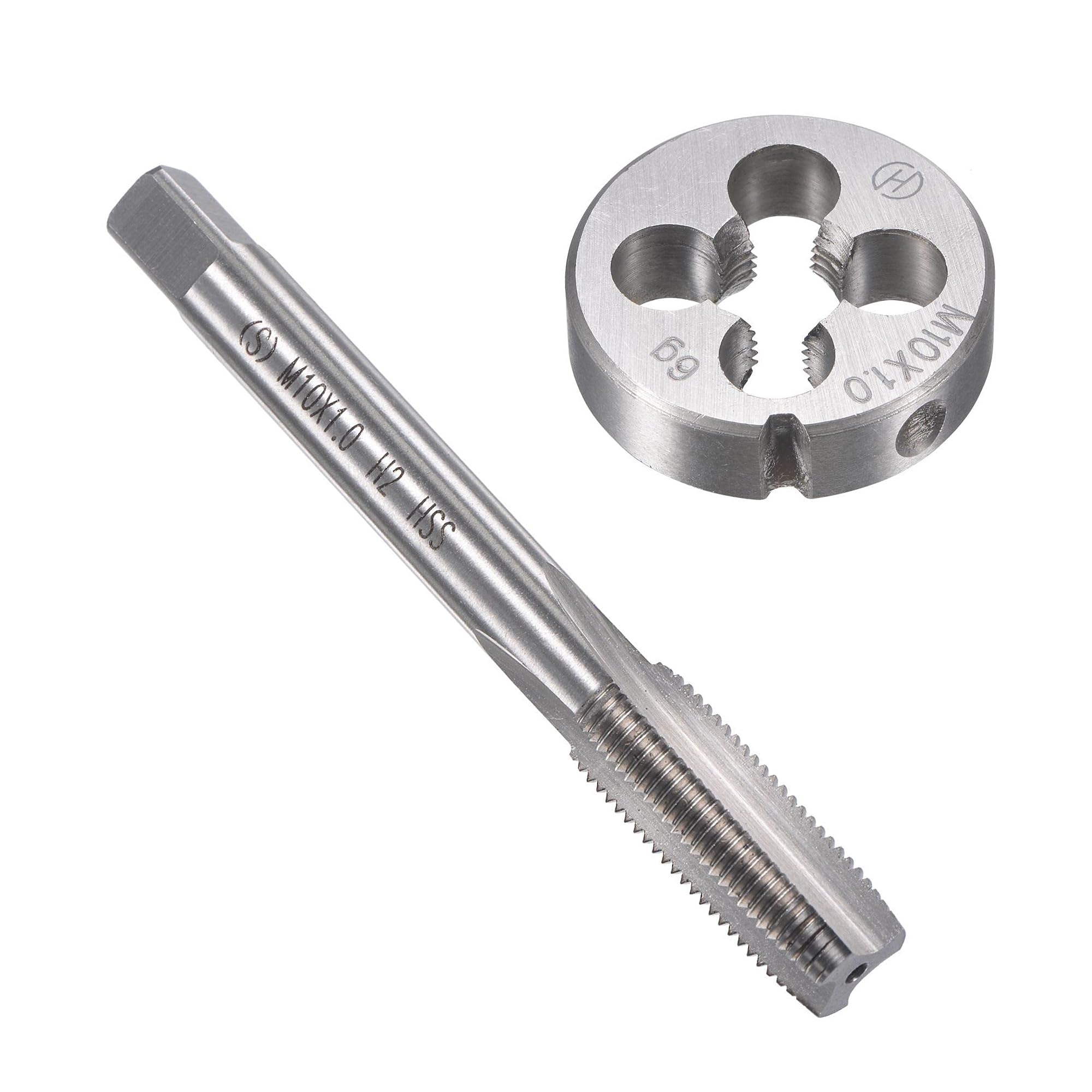 MACHSWON M10 x 1mm Metric Tap and Die Set - Machine Thread Screw Tap with Round Threading Die Kit for Thread Repair