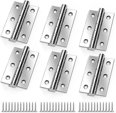 Bwintech 3 Pairs 75x50x2.0mm Chrome Fire Door Hinge Ball Bearing
