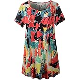 LARACE Plus Size Tops for Women Short Sleeve Shirts Casual Summer Clothes Round Neck Tunics for Leggings