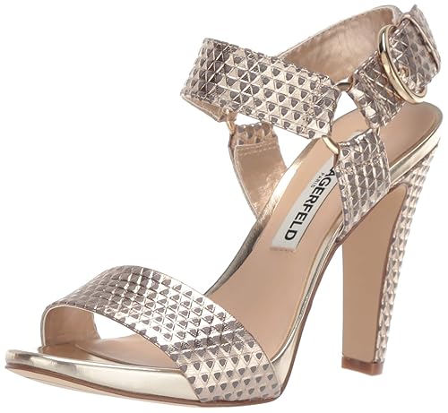 Karl Lagerfeld Paris Women's Cieone Dressy Heeled Sandal, Gold