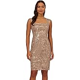 Adrianna Papell Womens Floral Sequin Sheath Dress