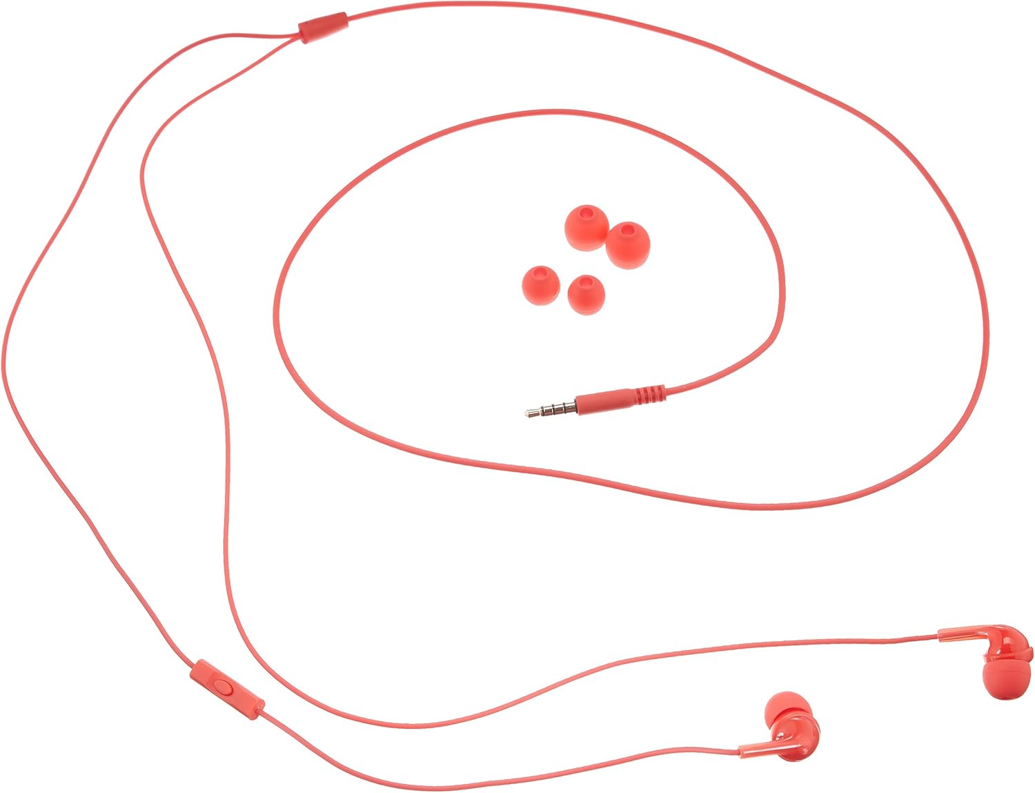 Basics In-Ear Wired Headphones Earbuds with Microphone, Red: Electronics