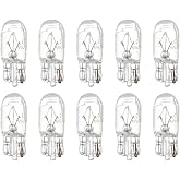 cciyu 10x T10 White Halogen Light Bulb Instrument Cluster Gauge Dash Lamp | 168 194 W5W Halogen Light Bulb Interior Lights Wedge Dome Trunk Dashboard Bulb License Plate Light Lamp