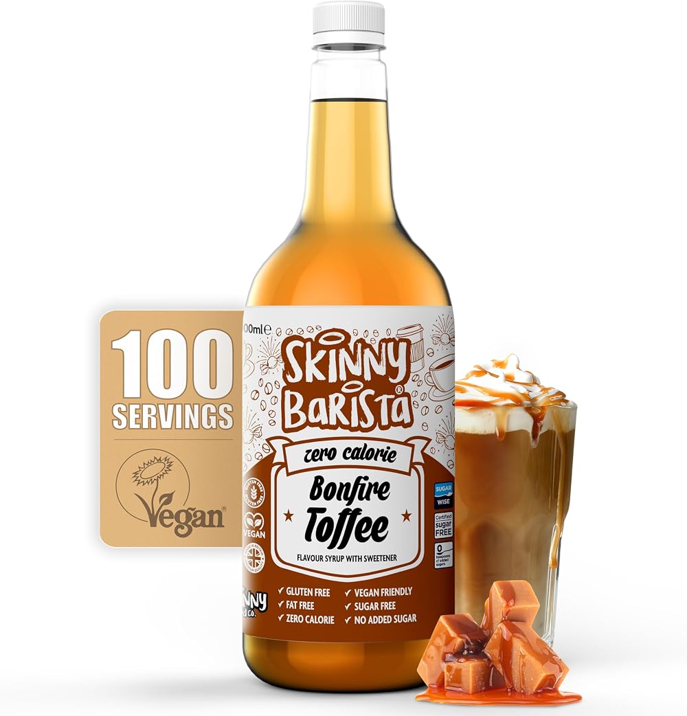 The Skinny Food Co Bonfire Toffee Syrup Zero Calorie 1L Vegan Sugar Free