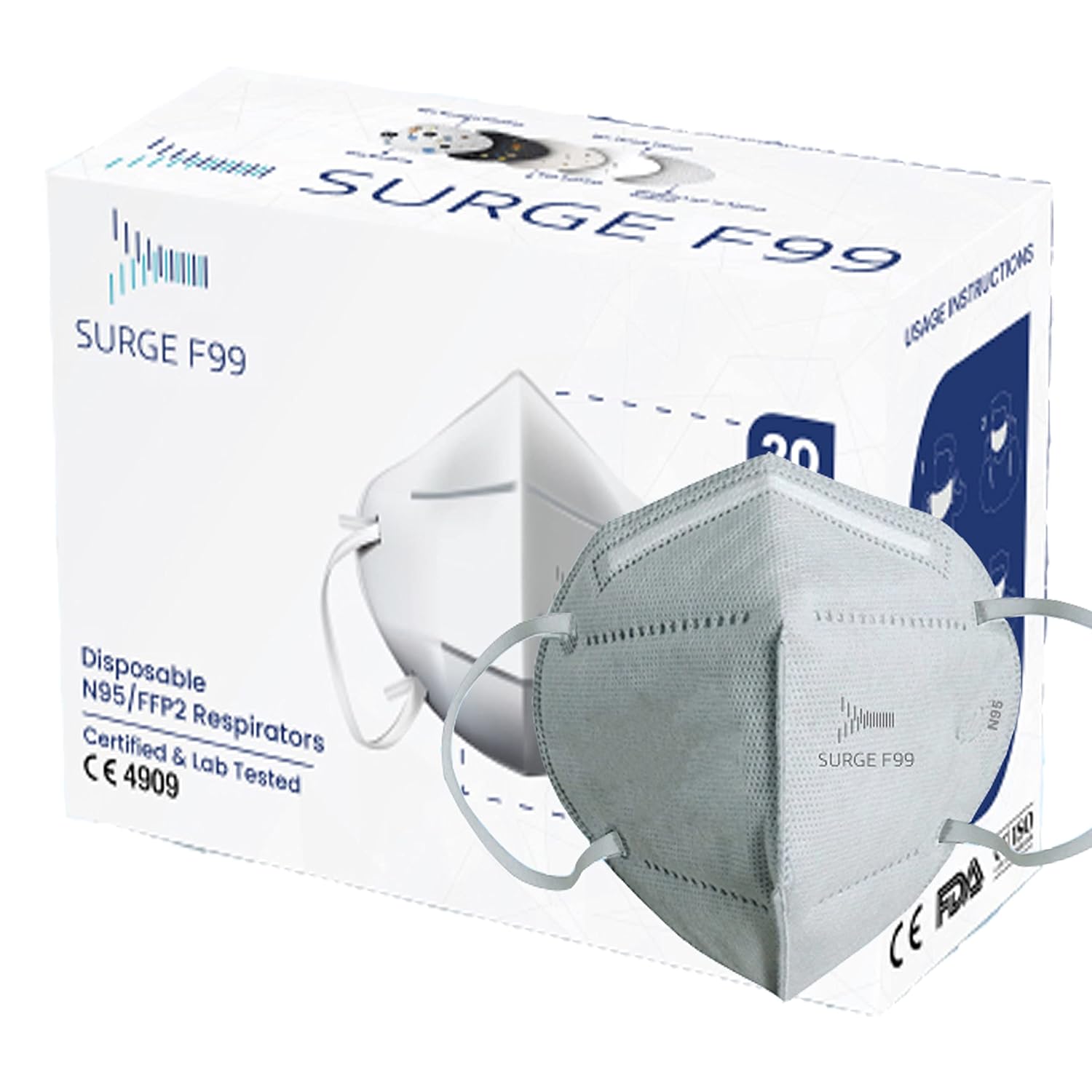 Surge F99 N95 FFP2 Advanced Protection Ear loop Mask antiPollution