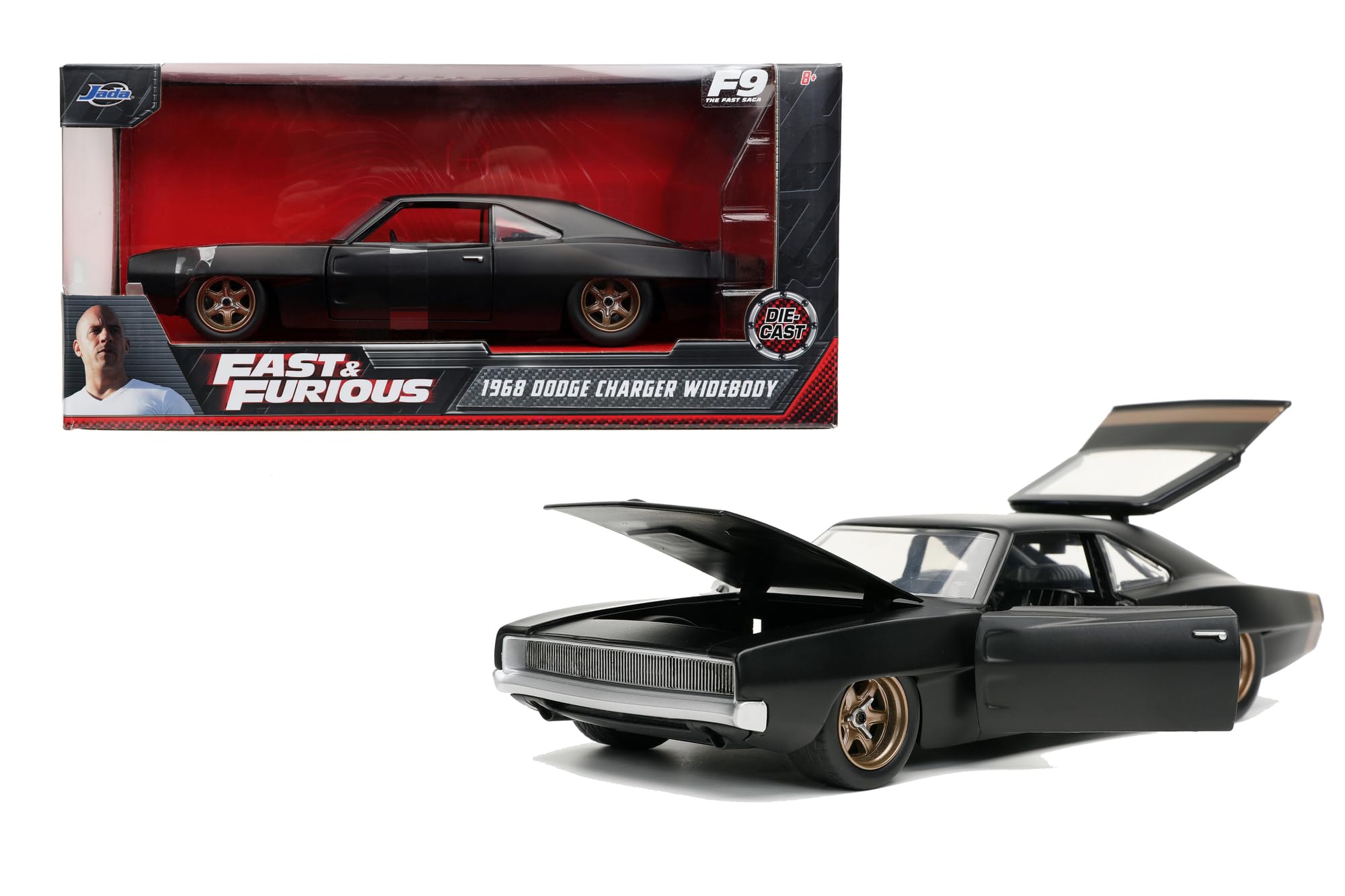 Jada Toys 253203075 Fast & Furious 1968 Dodge Charger 1:24 Die-Cast Car Known From The Movies, Muscle Car