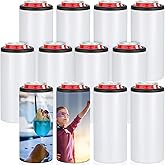 Yuxung 12 Pack Sublimation Can Cooler Blank Skinny 12 oz Valentine BBQ Teacher Back School White Beer Drink Insulated Stainless Steel Bottle Slim Tumbler Beach Holder with Brush Coaster Wedding Gift