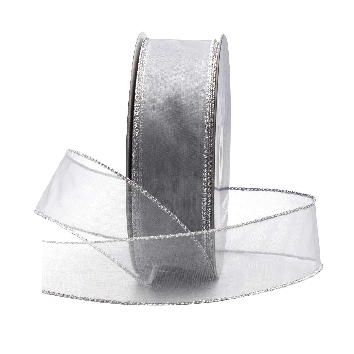 Royal Imports Silver Organza Wired Sheer Ribbon 1.5" (9) For Floral & Craft Decoration, 50 Yard Roll (150 Ft Spool) Bulk