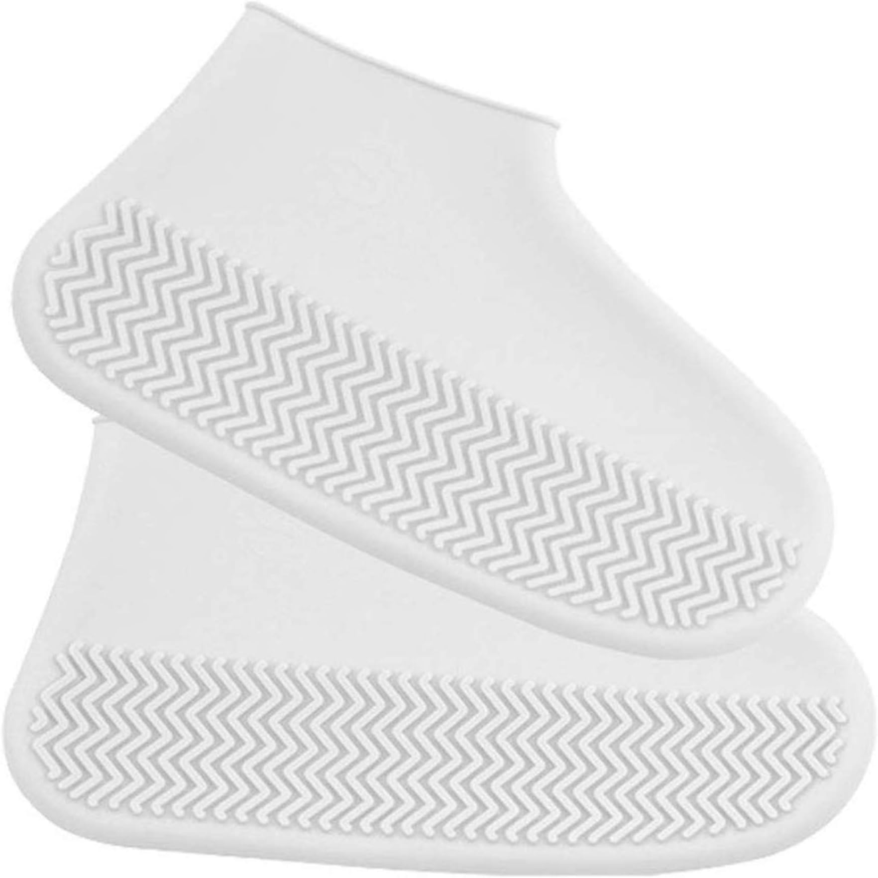Waterproof Shoe Cover/Silicone Shoe Cover,Waterproof Shoe Cover Reusable for Men Women Kids (Made of Heavy Duty Silicone) (Medium,Clear white)