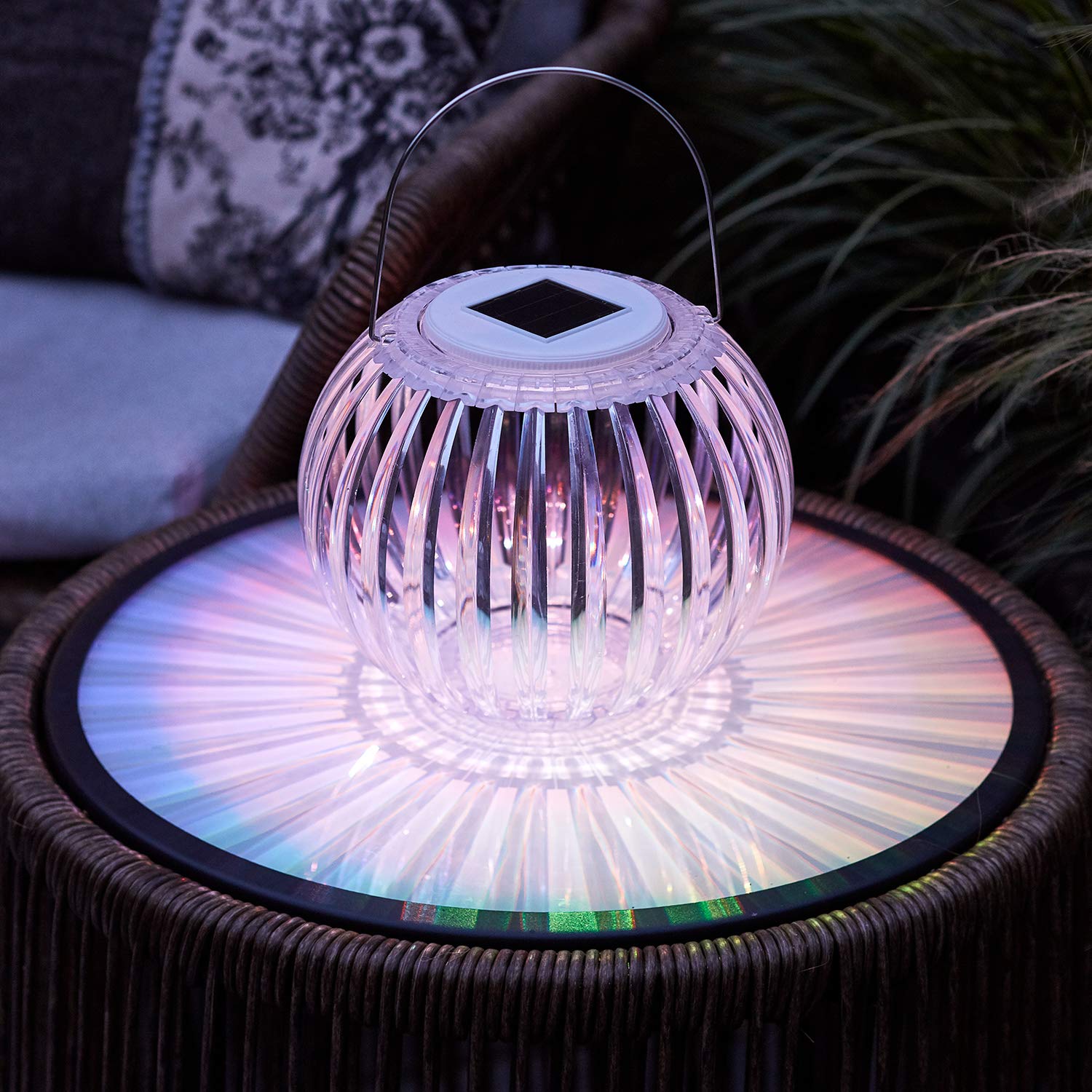 Lights4fun 17cm Outdoor Solar Powered Colour Changing LED Table Hanging Decorative Lantern Garden Decoration Waterproof IP44