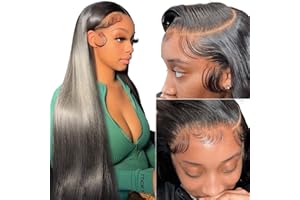 bunGiol Straight HD Transparent Lace Front Wigs Human Hair 13x4 for Black Women Glueless Brazilian Virgin Frontal Hairline 180% Density Pre Plucked with Baby Hair Black 24 inches
