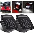 2Pcs Smoked Universal Rear Square Combination 39 LED Signal Tail Lights w/License Plate and Backup Reverse Lights Flatbed Trucks Brake Stop Turn Tail Light for Wrangler CJ TJ YJ Tail Lights Assembly