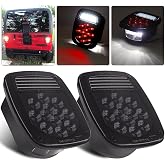 2Pcs Smoked Universal Rear Square Combination Signal Trucks Tail Lights | 39LED License Plate and Backup Reverse Flatbed Brake Stop Turn Tail Light for Wrangler CJ TJ YJ Tail Lights Assembly