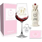 BAJIAOREN 21ST Birthday Gifts for Women Funny,Personalized Fabulous 21st Wine Glass Gift Set with Wine Bag,Engraved Keychain & Card for 21 Years Old Woman