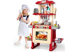 Lucky Doug Play Kitchen Set for Kids Toddlers Girls, 69PCS Kids Playset Includes Toy Kitchen Accessories for Pretend Play, Indoor/Outdoor Toys Playset Christmas Birthday Gifts