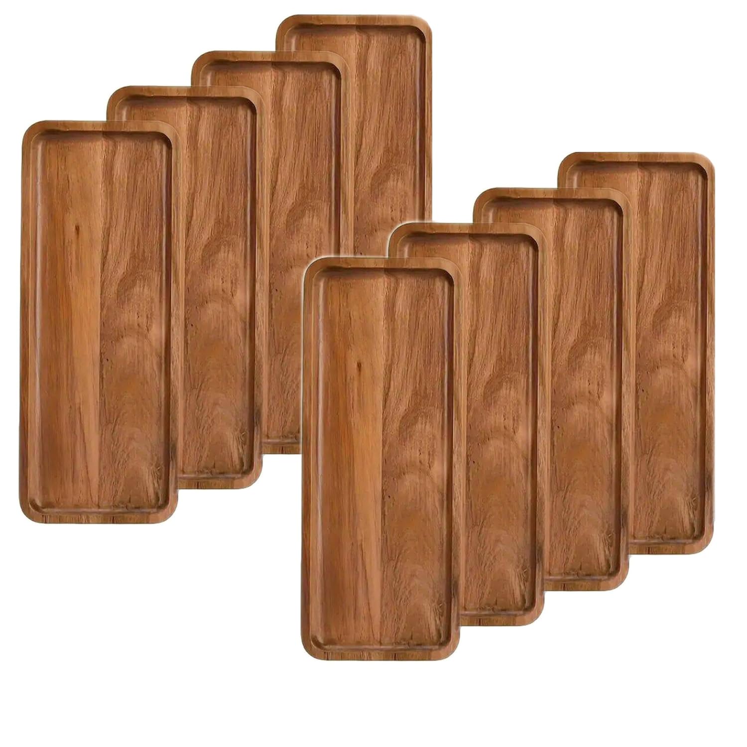 Photo 1 of 8Pack Wood Serving Trays 11.5x4 Inches Serving Platter Tray, Tray Cheese Plate Rectangular Platter for Fruit, Appetizer, Bread,Rectangular Avoid Sliding and Spilling Food