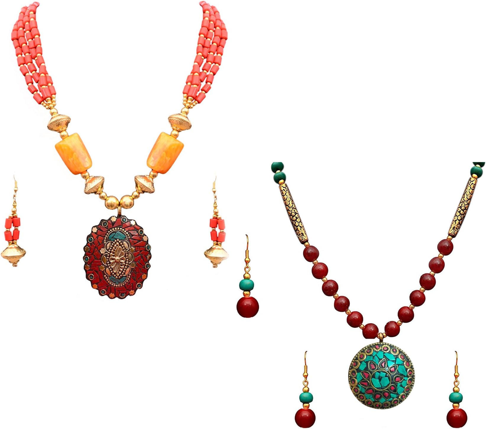 SitashiFashion Jewellery Combo of Rajasthani Beads Necklace Sets For Girls and Women