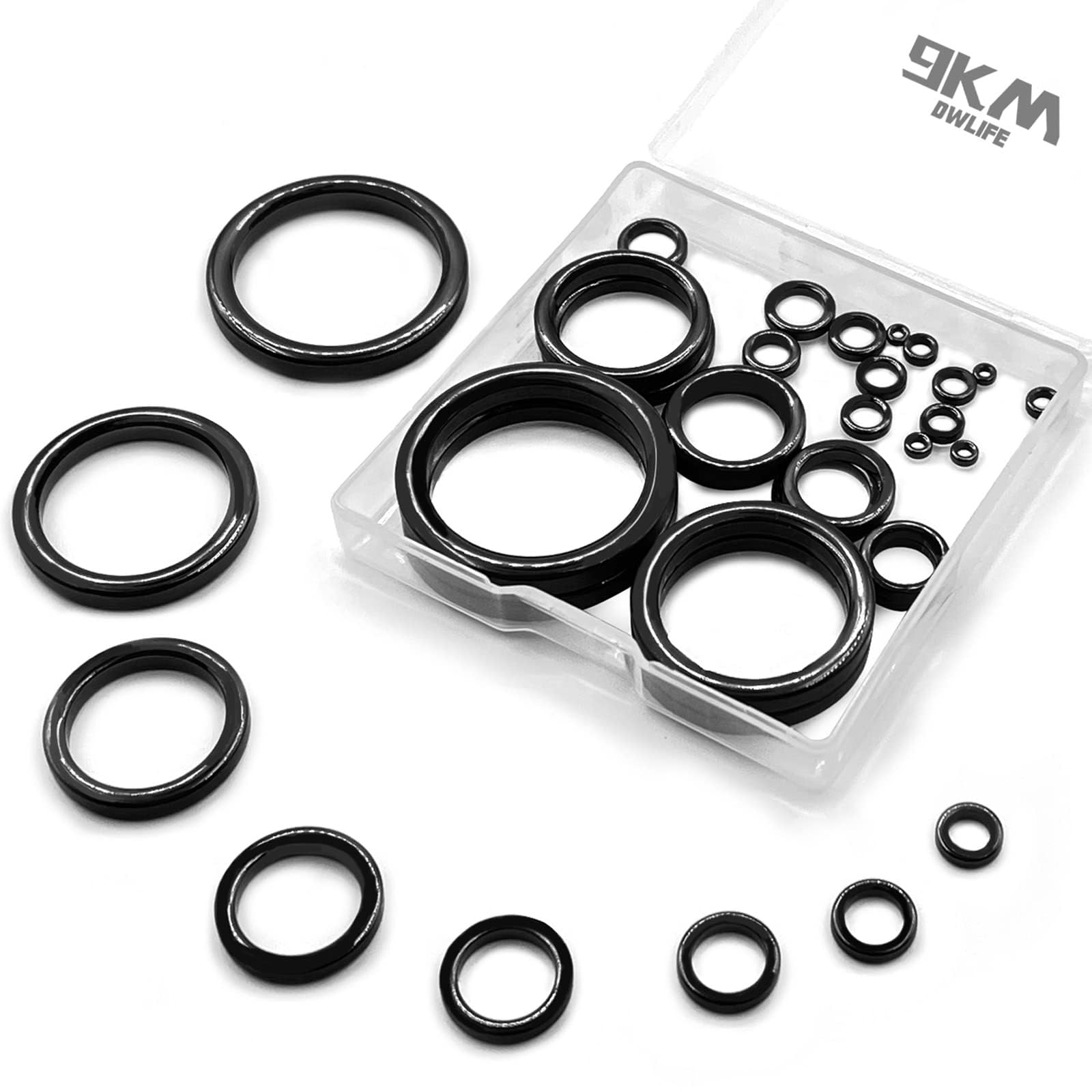 Photo 1 of 9KM DWLIFE Fishing Rod Repair Ceramic Guide Ring 28pcs Replacement Kit 14 Sizes 0.13in to 1.86in