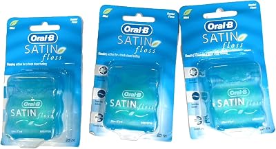 Oral-B 3 x Wide Satin Floss 25m Mint Dental Waxed Floss Oral Care