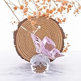 H&D HYALINE & DORA Crystal Flying Butterfly Figurine Glass Ball Base 5in view 3