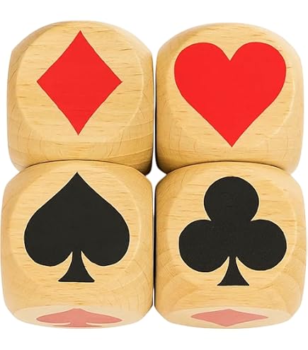 AHIER 1.57" Wooden Euchre Trump Marker Dice Kit – 2 Large Cubes + Cards & Storage Bag For Euchre, Bridge & Poker