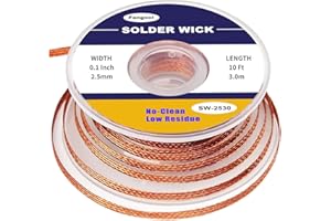 FANGOOL No-Clean Solder Wick Braid, Desoldering Wick Braid Remover, Copper Desoldering Tool, 10Ft Length 0.1" Width (1 Pack)