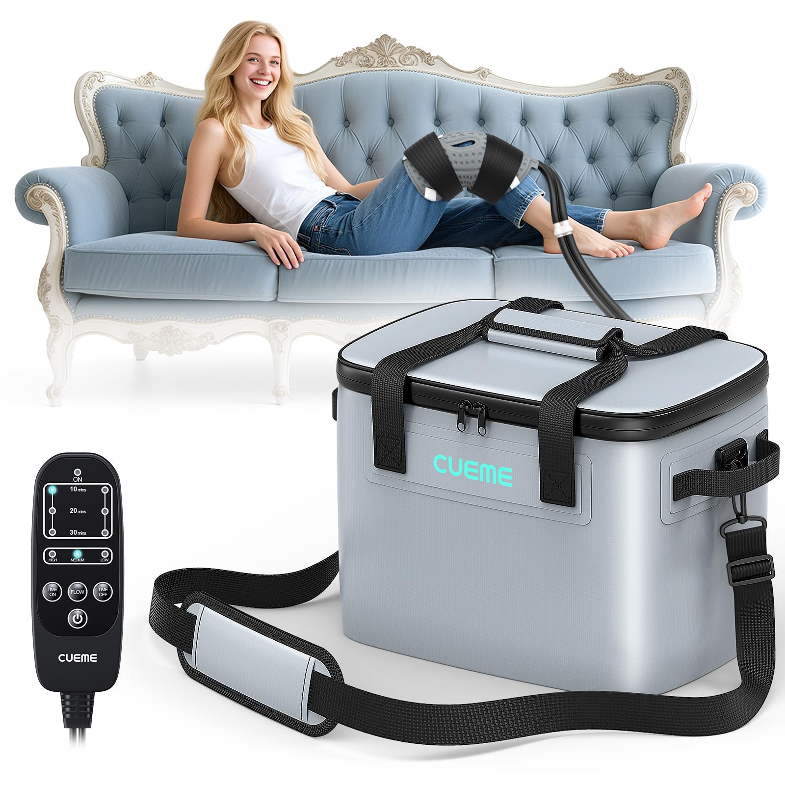 Photo 1 of CUEME Cold Therapy Machine with Programmable Timer, Ice Machine for Knee After Surgery, Knee Replacement Recovery System, Cryotherapy Pain Relief, w/Compression Pad for Shoulder, Hip, Ankle and Foot