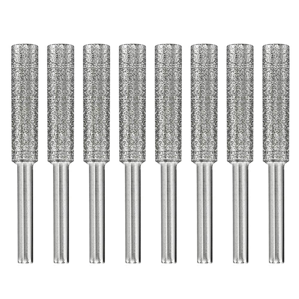 Nifocc 8 PCS Diamond Sharpening Wheels Diamond Chainsaw Sharpener Burr Grinding Stone File for Metal Chainsaw Alloy Steel Jade Gem Stone carving Ceramics Glass - 7/32" 5.5mm