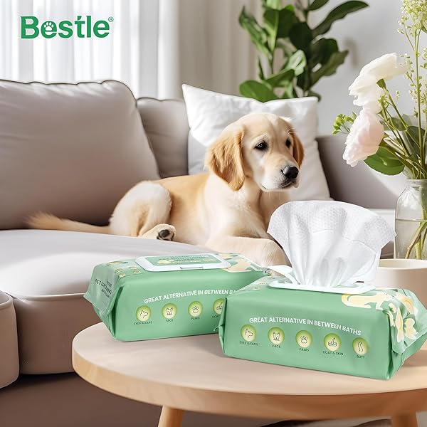 BESTLE DOG WIPES, 100 COUNT PET GROOMING WIPES, CONDITIONING SHINE COAT, CLEANING AND DEODORIZING, PET WIPES FOR DOGS & CATS, FOR SENSITIVE SKIN (JASMINE)