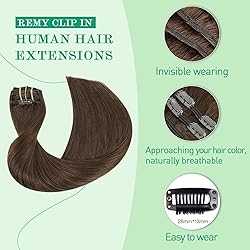 Clip in Hair Extensions Real Human Hair, SURNEL