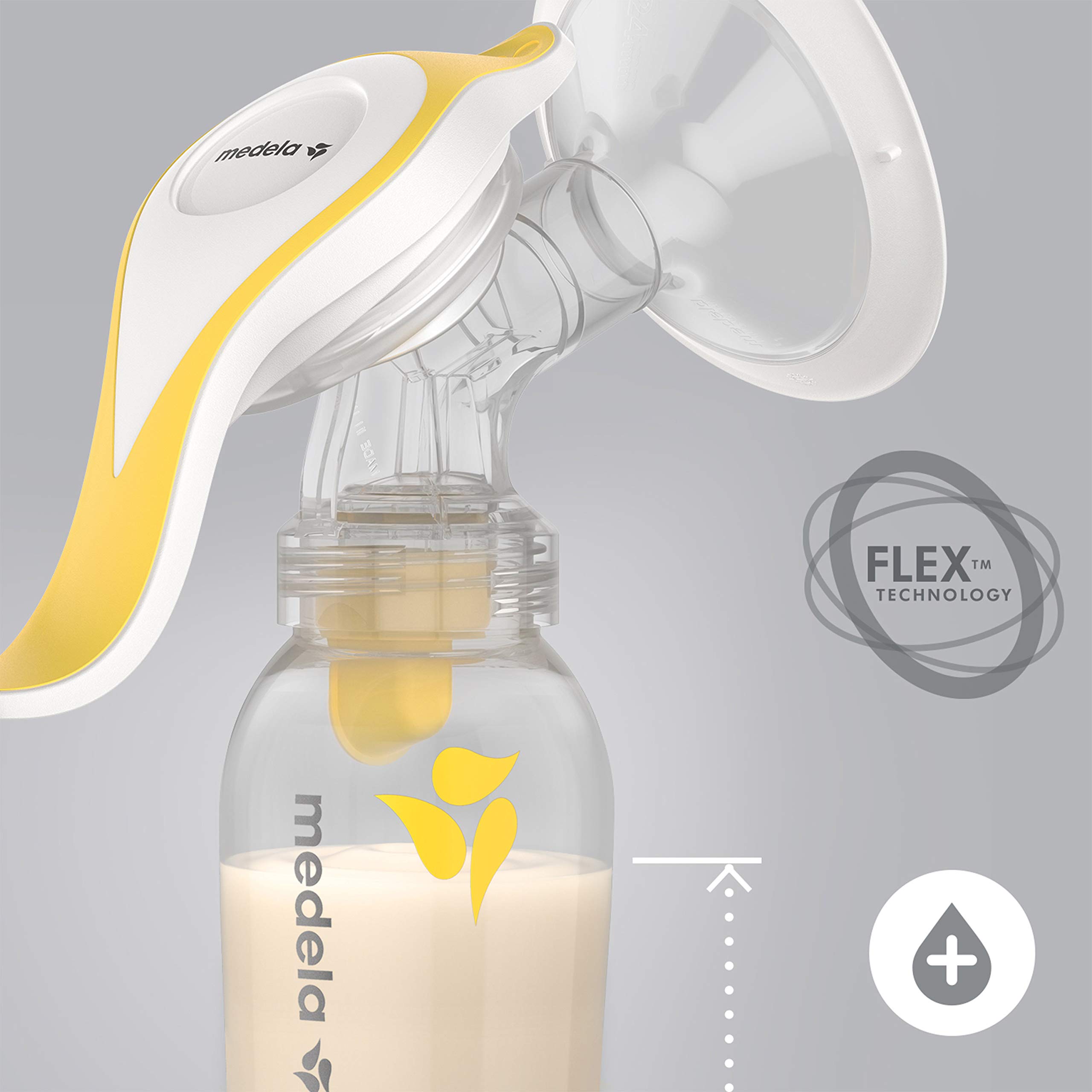 Medela Breastfeeding Gift Set, Breast Milk Storage System; Bottles, Nipples, Travel Caps, Breastmilk Storage Bags and More, Made Without BPA & Manual Breast Pump with Flex Shields Harmony Single Hand