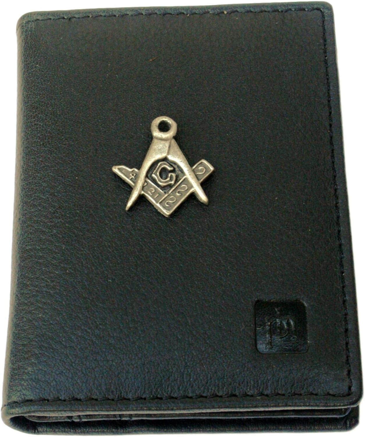 Masonic Pewter Cut Out Leather Bifold Wallet Card Holder RFID Safe
