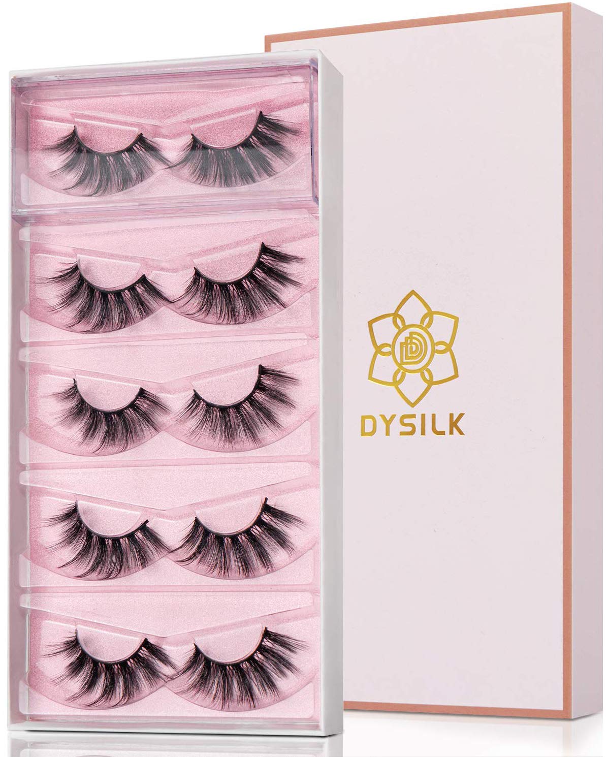 Photo 1 of DYSILK False Eyelashes Mink - Strip Lashes 5 Pairs 6D Faux Eyelash Wispy Lashes Cat Eye Fake Eyelashes Natural Look Fluffy Lash Reusable Lash Extension Kit | 004-16.7mm