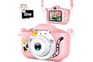 DITUPAN Kids Selfie Camera Toys for 3 4 5 6 7 8 9 10 11 12 Year Old Girls，Christmas Birthday Festival Gift for Kids Camera for Kids Upgrade Digital Camera with 32GB SD Card