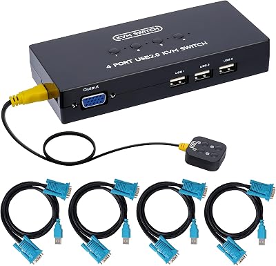 DGODRT 4 Port VGA KVM Switch 4 Computer Share 1 Monitor 3 USB Devices 1920x1440