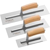 Goldblatt 3 Pieces Carbon Steel Plaster &amp; Drywall Trowel Set for Concrete | 14/12/8 in, Concrete Trowel, Cement Trowel, Flat Blade, for Walls, Floors &amp; Stucco Finishing, Welded Wood Handles
