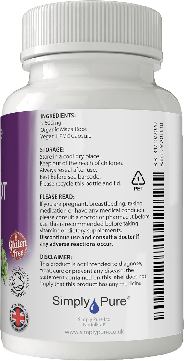 Simply Pure Organic Maca Root for Energy & Stamina Boost, 90 count (Pack of 1) - Image 4
