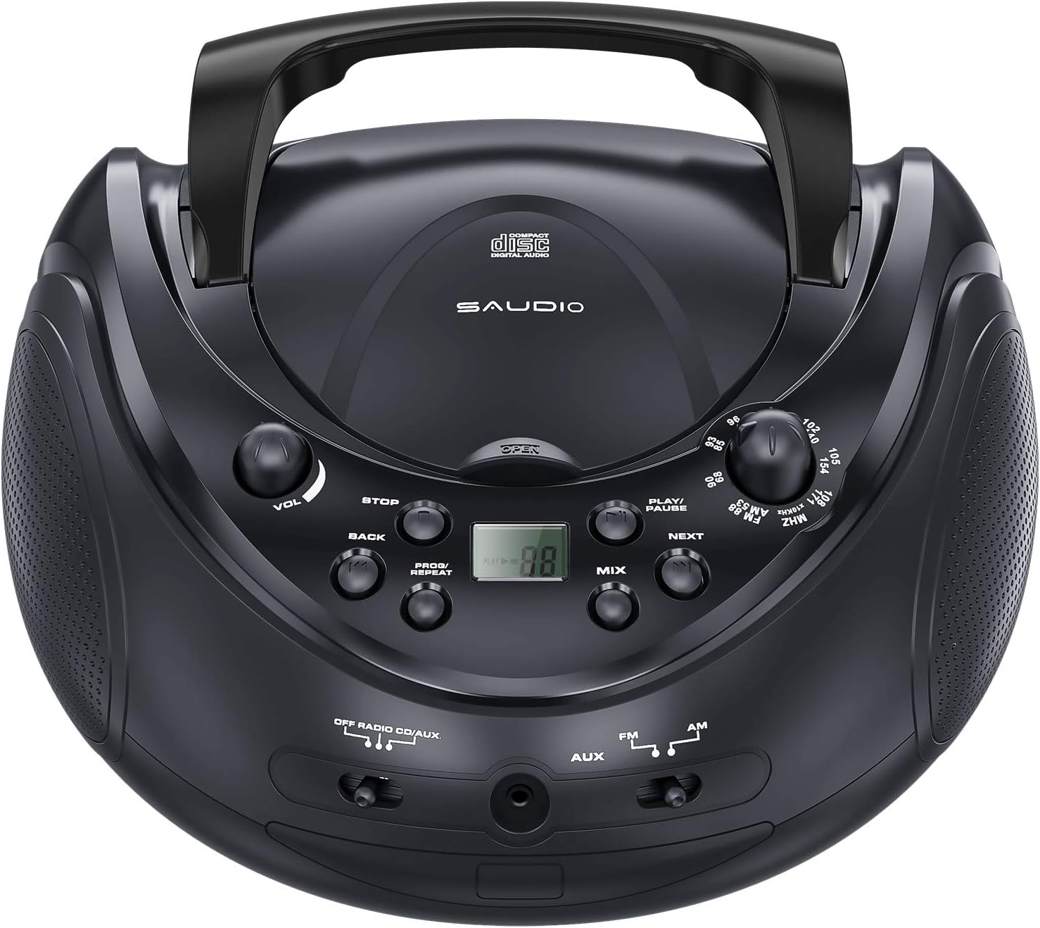sAudio Stereo CD Boombox, Portable CD Player with AM/FM Radio and Audio Input Jack, Easy to Use