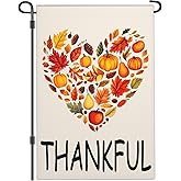 Shuitouk Thanksgiving Garden Flags for Outside 12x18 Inch Double Sided Thankful Autumn Leaf Heart Yard Sign Garden Flags for Fall Outdoor Turkey Garden Flag Holiday Decorations