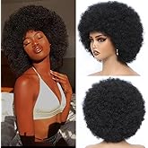 Xcalic Afro Wigs for Black Women 70s Disco Wig for Women Natural Curly Bouncy Fluffy Afro Wigs for Daily and Costume Cosplay (1B#)
