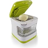 Sujeo Mini Garlic Press with Stainless Steel Blades and Inbuilt Clear Plastic Tray, Green