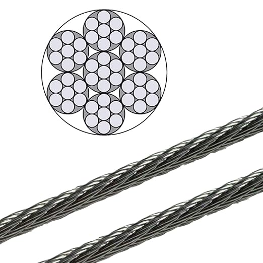 Hamburger Tauwerk Fabrik 20 Meter - 2mm Edelstahldrahtseil 7x7 V4A Inox rostfrei Drahtseil Stahlseil Geländerseil