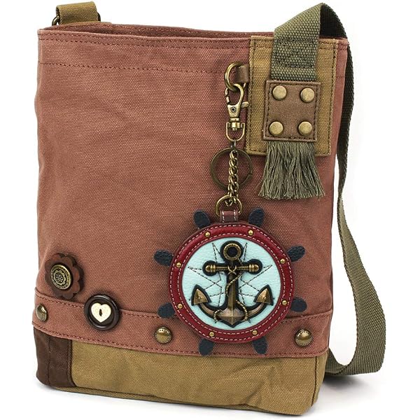 Chala Horse Patch Crossbody Bag - Canvas & Leather Medium Purse In Olive Green
