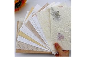 Diuhofart Textured Handmade Paper Sheets for Crafts, A5 Thick Rough Mulberry Recycled Scrapbook Papers for Card Making, Mixed Media, Embossed, DIY Junk Journals, Art Journaling Decorative Materials