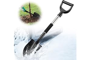 EUIJOIP Multi-Task Small Shovel 31" - D-Handle Ergonomic Design for Raised Garden Beds, Outdoor Compact Spaces & Family Camping (Rustproof & Ultra-Light), Silver