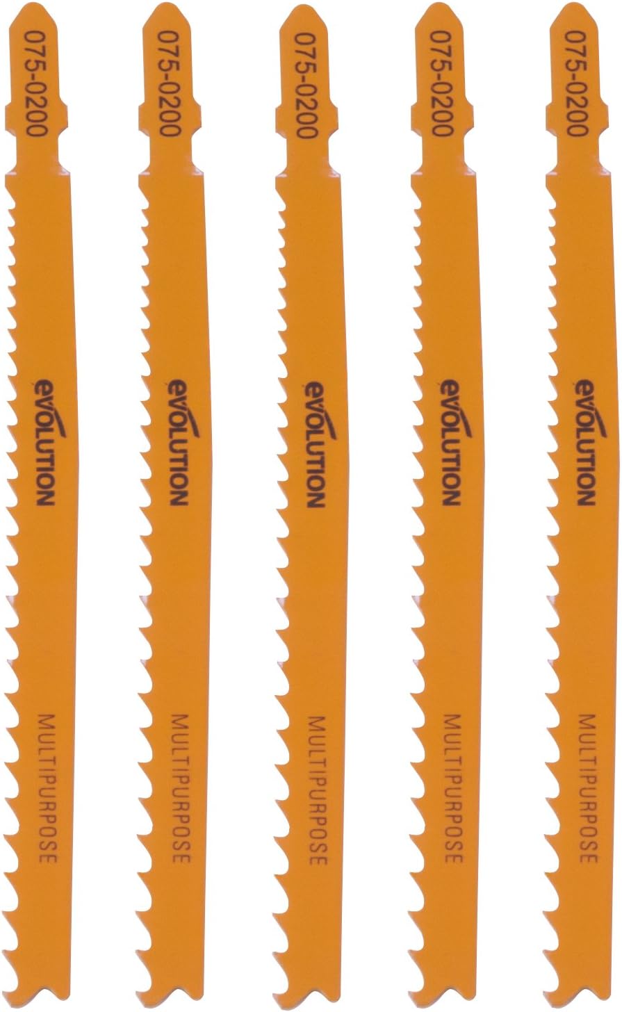 Evolution Power Tools 075-0200 Evolution Multi-Purpose Jigsaw Blades (Pack of 5),Orange