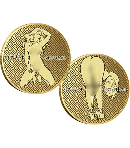 Pièce Tête Ou Queue Coquine – Double Face, Porte-bonheur, Cadeau Adulte Humour Saint-Valentin