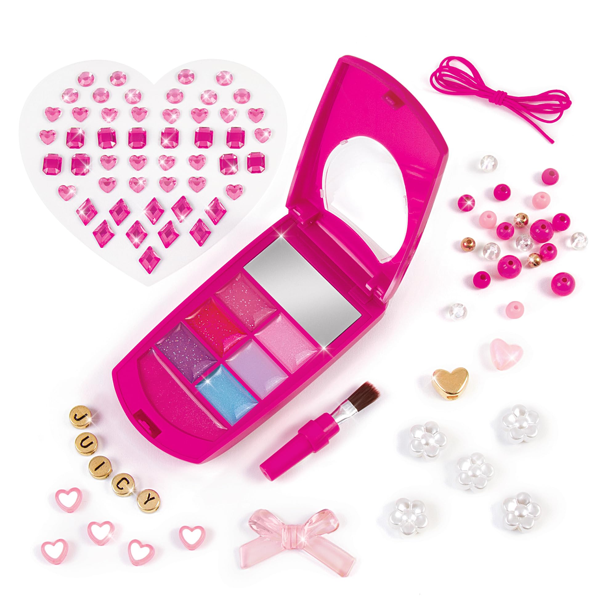 Make It Real Juicy Couture Lip Gloss Dial Up The Style Phone & DIY Lanyard - 7 Strawberry-Scented Lip Gloss Colors, Create Beaded Lanyard & Decorate with Gems for Girls Ages 6+