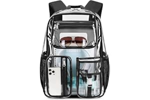 Cusangel Clear X-Large Backpack Heavy Duty Clear BookBag,17.5inch TPU Large Capacity See Through Backpack for Sport Events,Travel,Plastic backpacks for 15age+